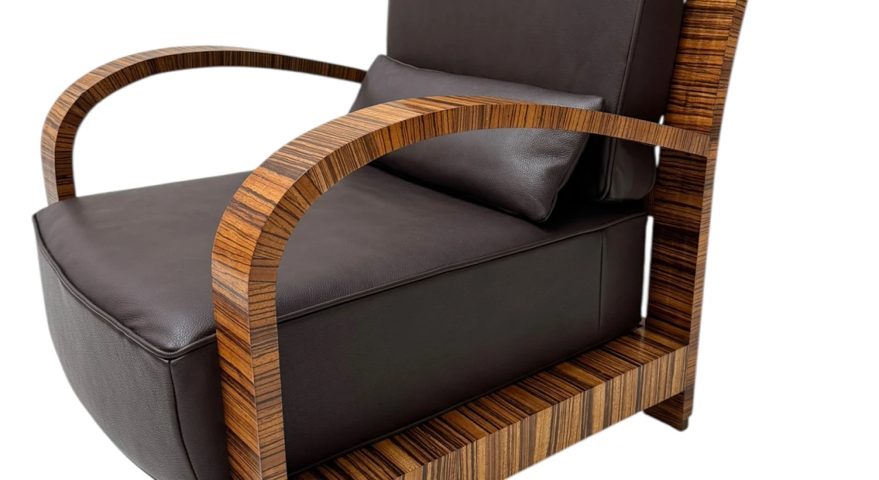 Two Art Deco Lounge Chairs with Leather Cushions France, 1930s